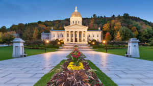 Vermont State House in Montpelier at Dusk